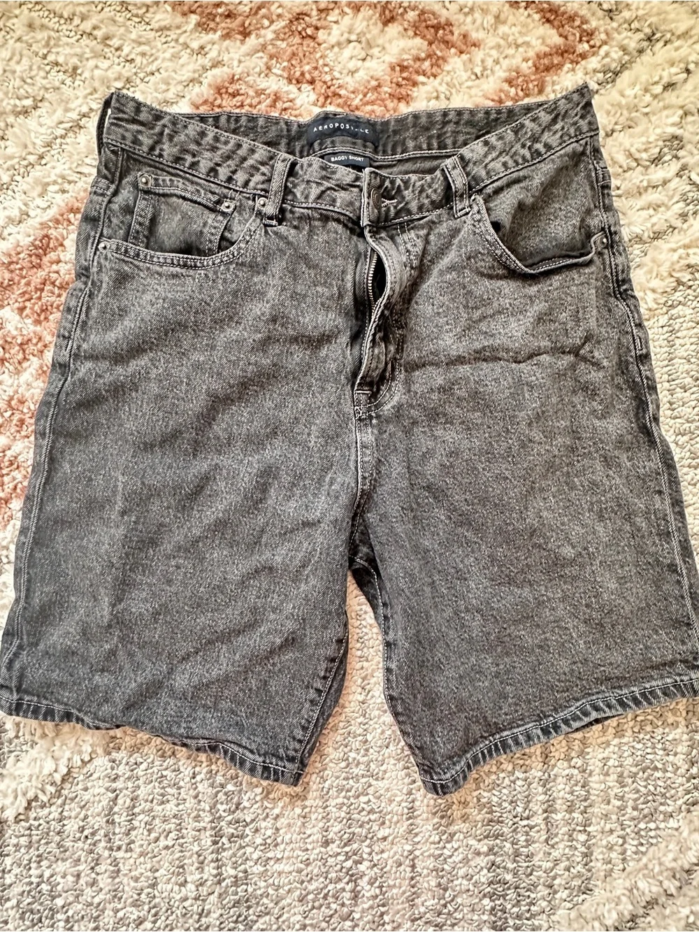 Aeropostale 🖤 Baggy Jorts Black Denim Bermuda Jean Shorts (size 33)